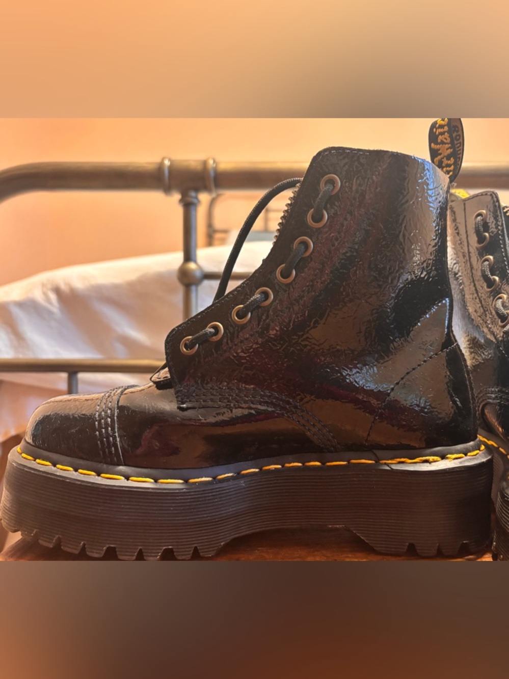 Dr. Martens Sinclair Black Patent Platform Lace-Up Boot - Picture 3 of 4